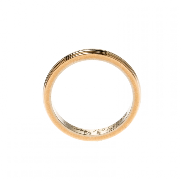 Pre Owned Cartier Trinity De Cartier 18k Three Tone Gold Band Ring Size 53