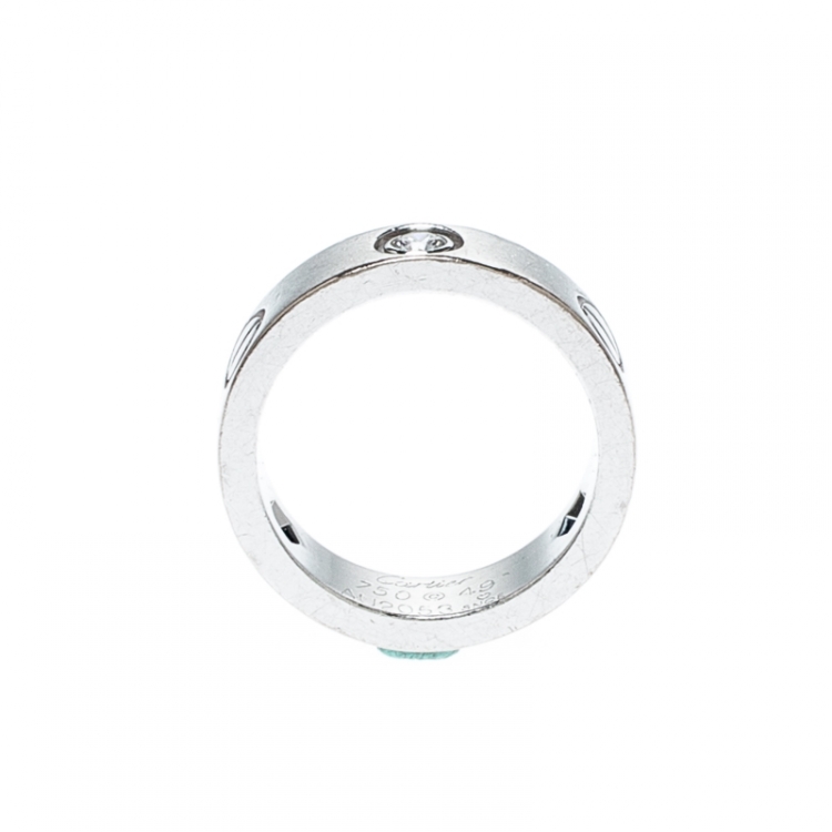 مملوكة مسبقًا Cartier Love 3 Diamonds 18k White Gold Band Ring Size 49