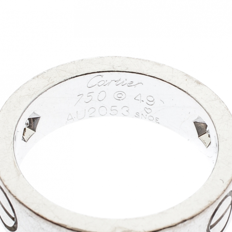 مملوكة مسبقًا Cartier Love 3 Diamonds 18k White Gold Band Ring Size 49