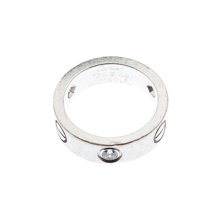 مملوكة مسبقًا Cartier Love 3 Diamonds 18k White Gold Band Ring Size 49