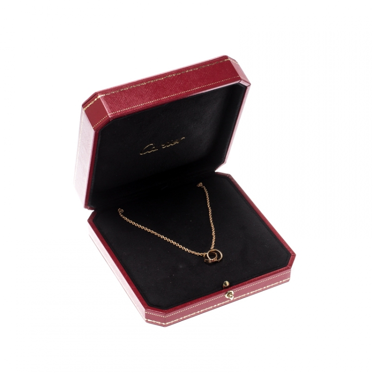 Pre Owned Cartier Love 2 Hoops 18k Rose Gold Necklace