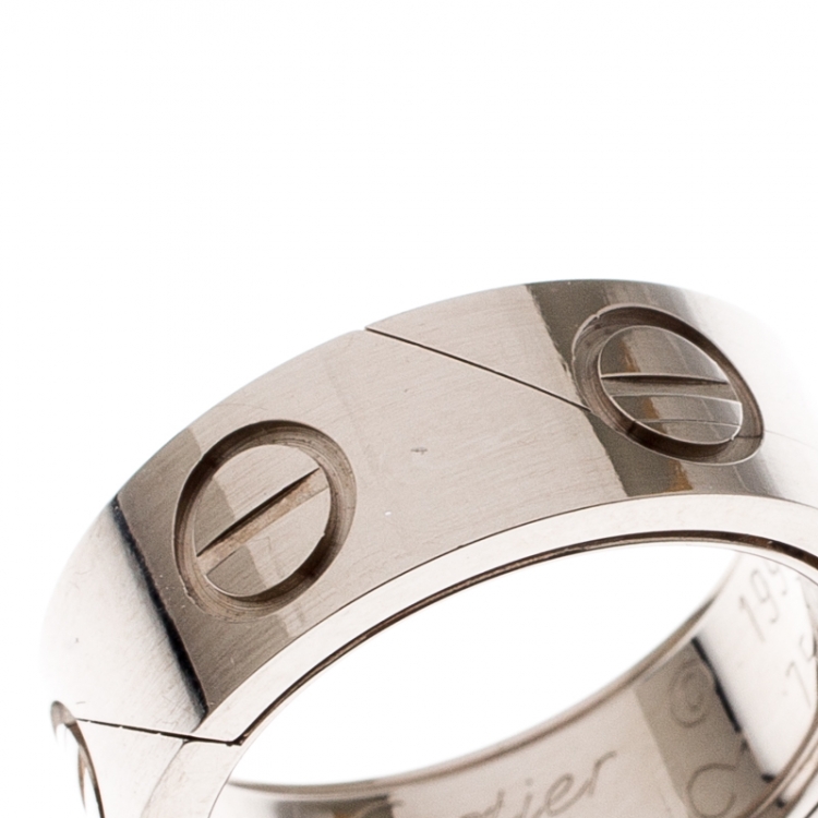 Pre Owned Cartier Astro Love 18k White Gold Ring Size 51
