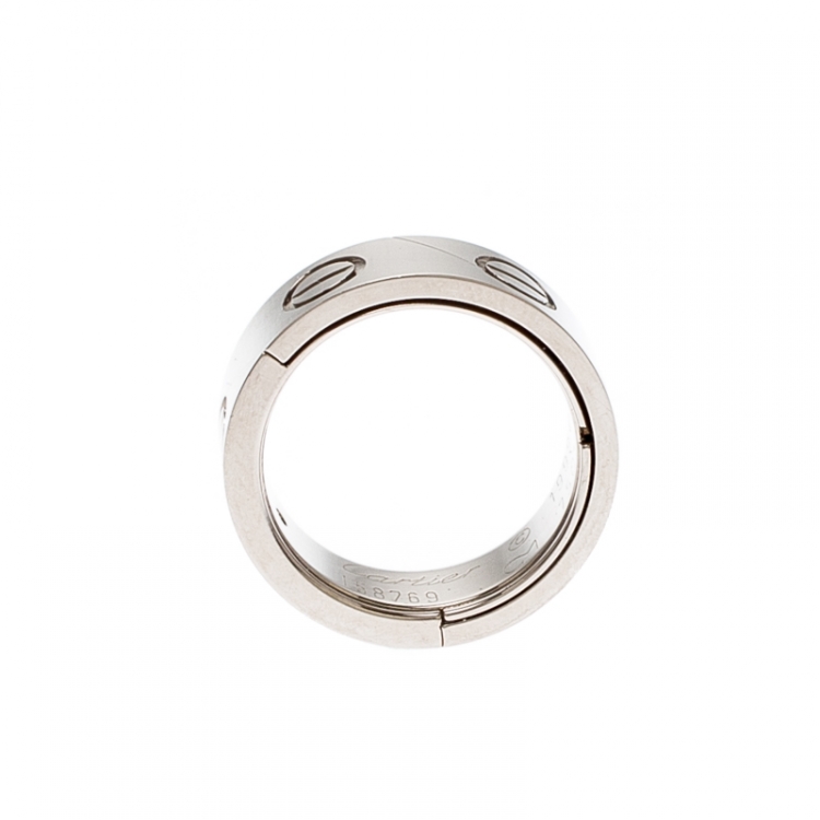 Pre Owned Cartier Astro Love 18k White Gold Ring Size 51