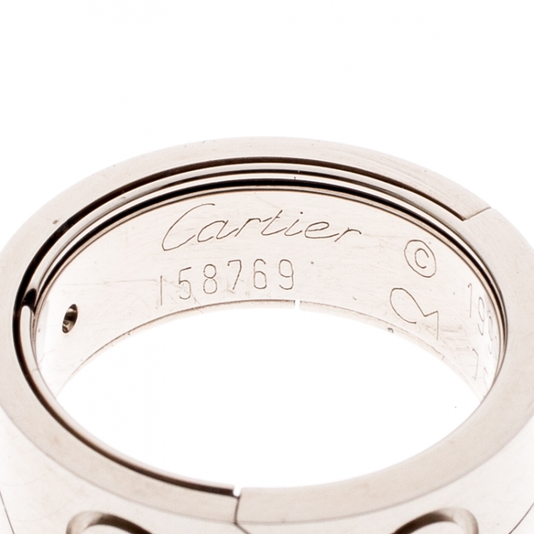 Pre Owned Cartier Astro Love 18k White Gold Ring Size 51