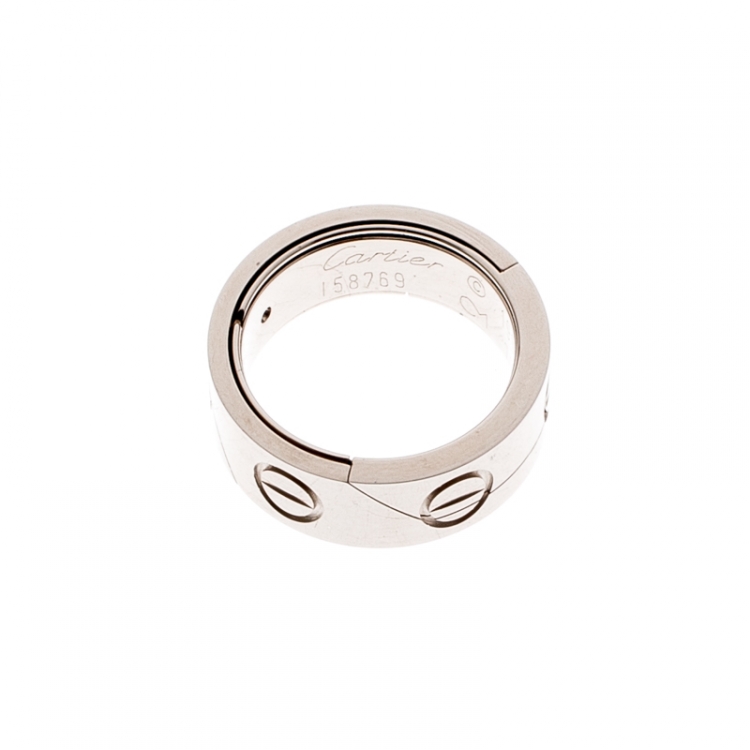 Pre Owned Cartier Astro Love 18k White Gold Ring Size 51