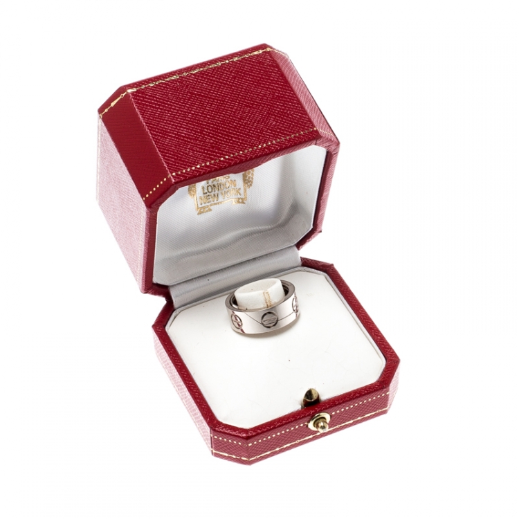 Pre Owned Cartier Astro Love 18k White Gold Ring Size 51