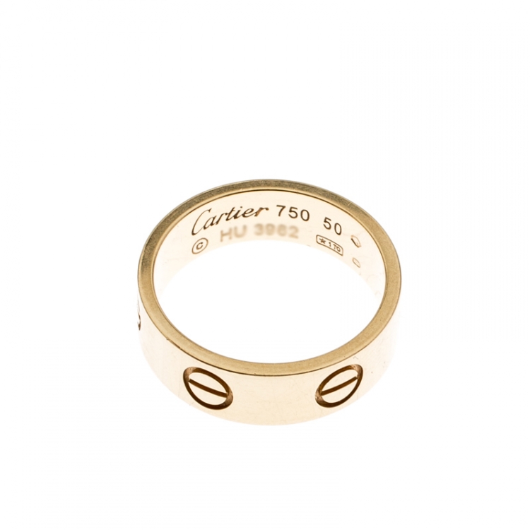 Pre Owned Cartier Love 18k Yellow Gold Band Ring Size 50