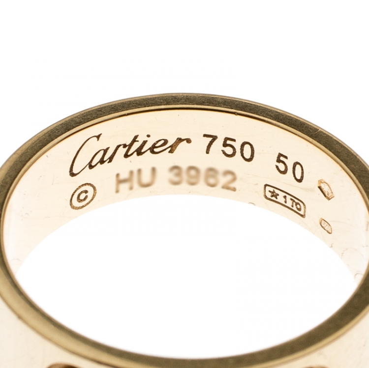 Pre Owned Cartier Love 18k Yellow Gold Band Ring Size 50