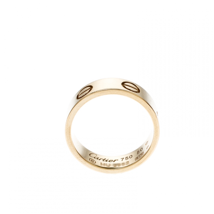 Pre Owned Cartier Love 18k Yellow Gold Band Ring Size 50