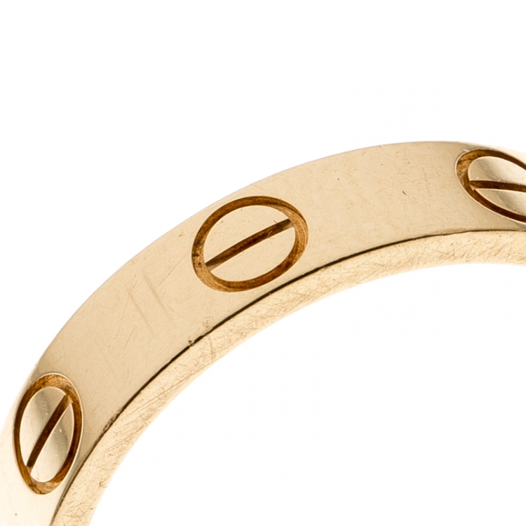 Pre Owned Cartier Love 18k Yellow Gold Mini Band Ring Size 49