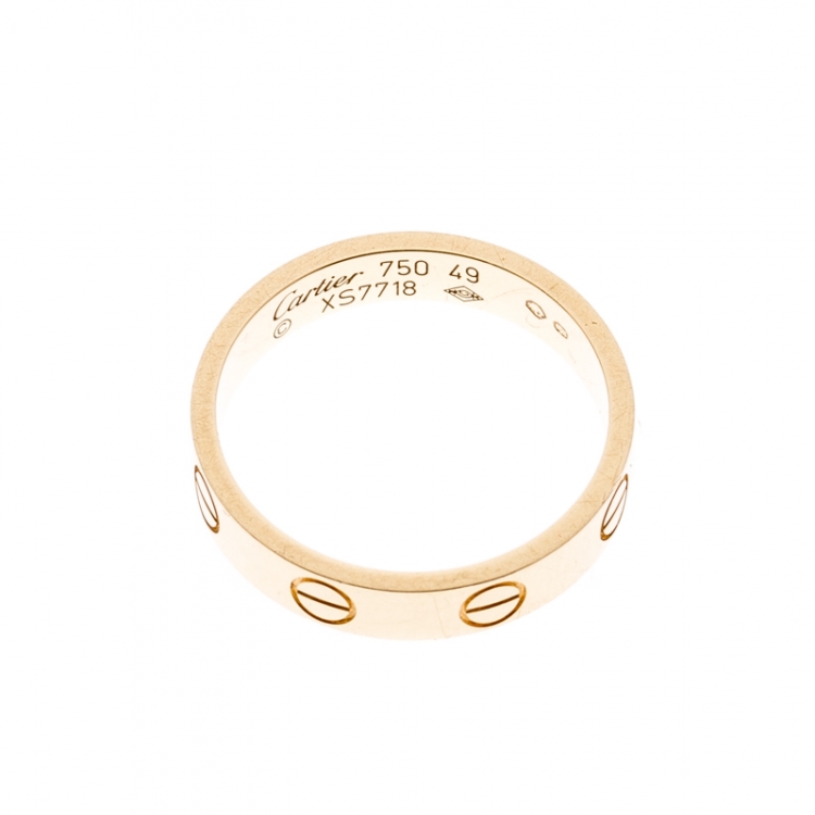 Pre Owned Cartier Love 18k Yellow Gold Mini Band Ring Size 49