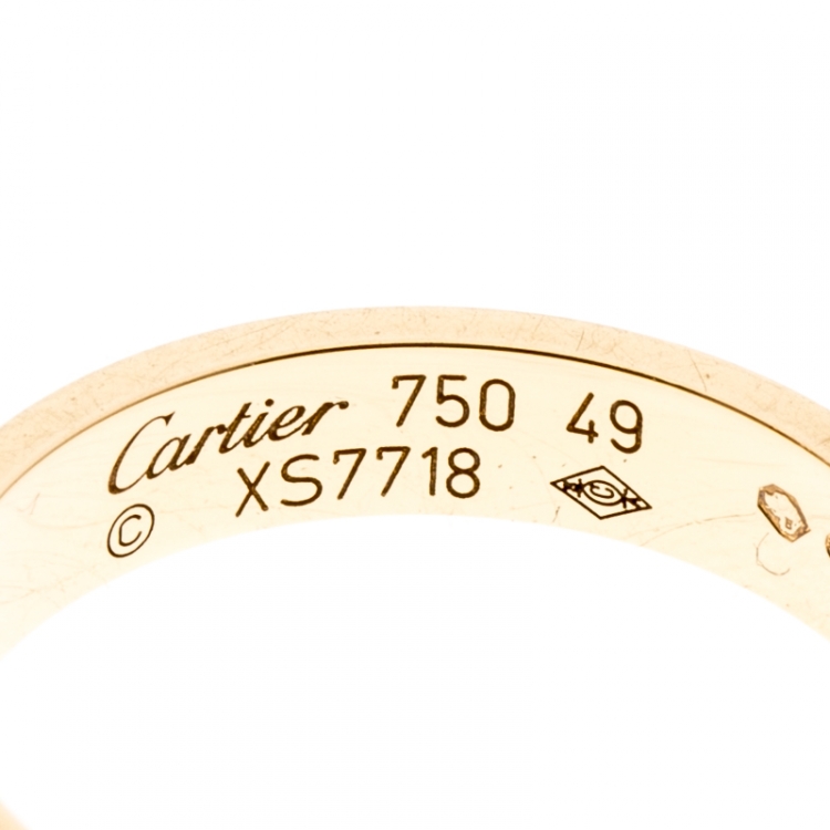 Pre Owned Cartier Love 18k Yellow Gold Mini Band Ring Size 49