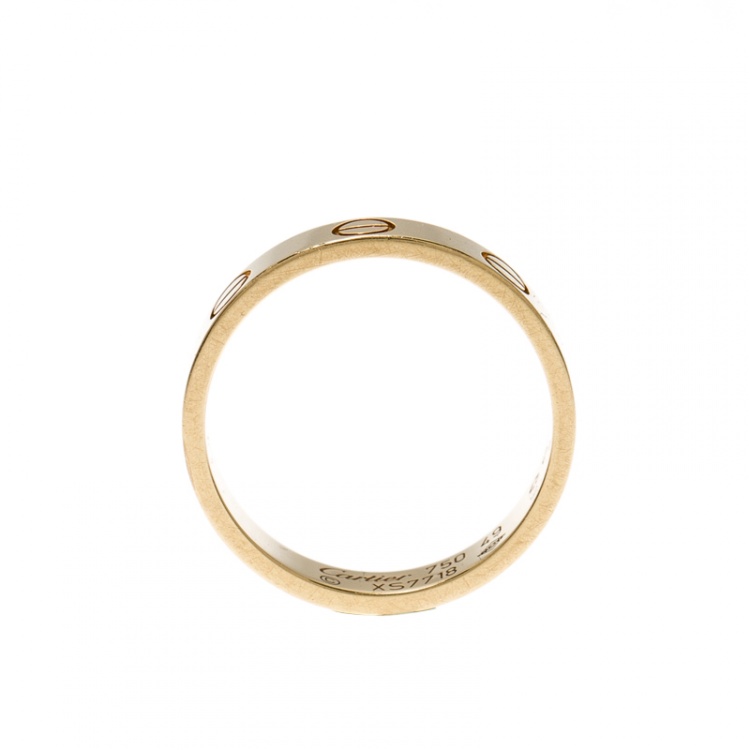 Pre Owned Cartier Love 18k Yellow Gold Mini Band Ring Size 49