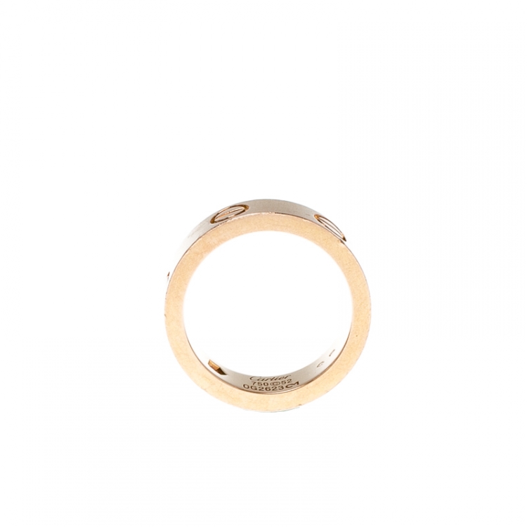 Pre Owned Cartier Love Pink Sapphire 18k Rose Gold Band Ring Size 52