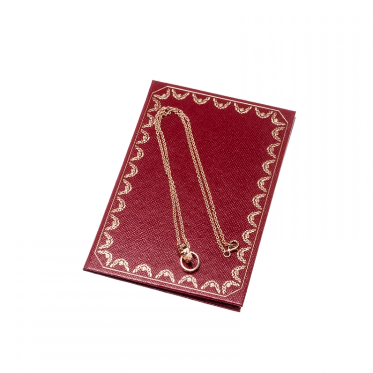 Pre Owned Cartier Love 2 Hoops 18k Rose Gold Necklace