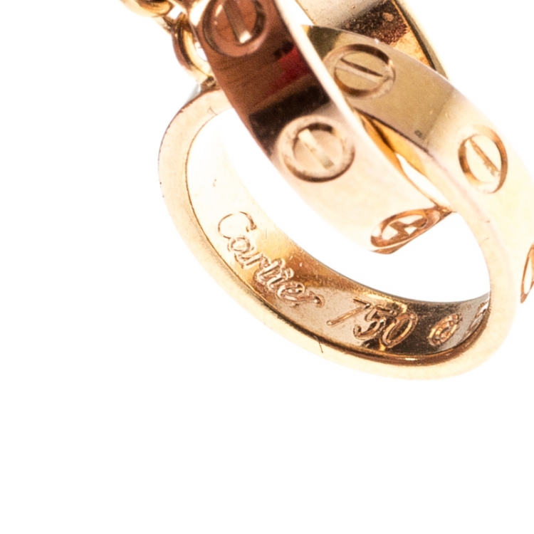 Pre Owned Cartier Love 2 Hoops 18k Yellow Gold Necklace