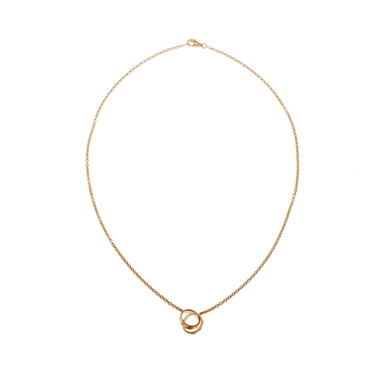 Pre Owned Cartier Love 2 Hoops 18k Yellow Gold Necklace