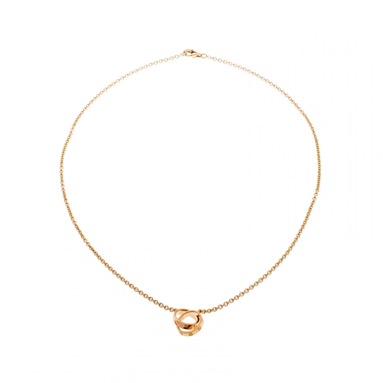 Pre Owned Cartier Love 2 Hoops 18k Yellow Gold Necklace