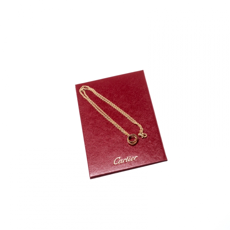 Pre Owned Cartier Love 2 Hoops 18k Yellow Gold Necklace