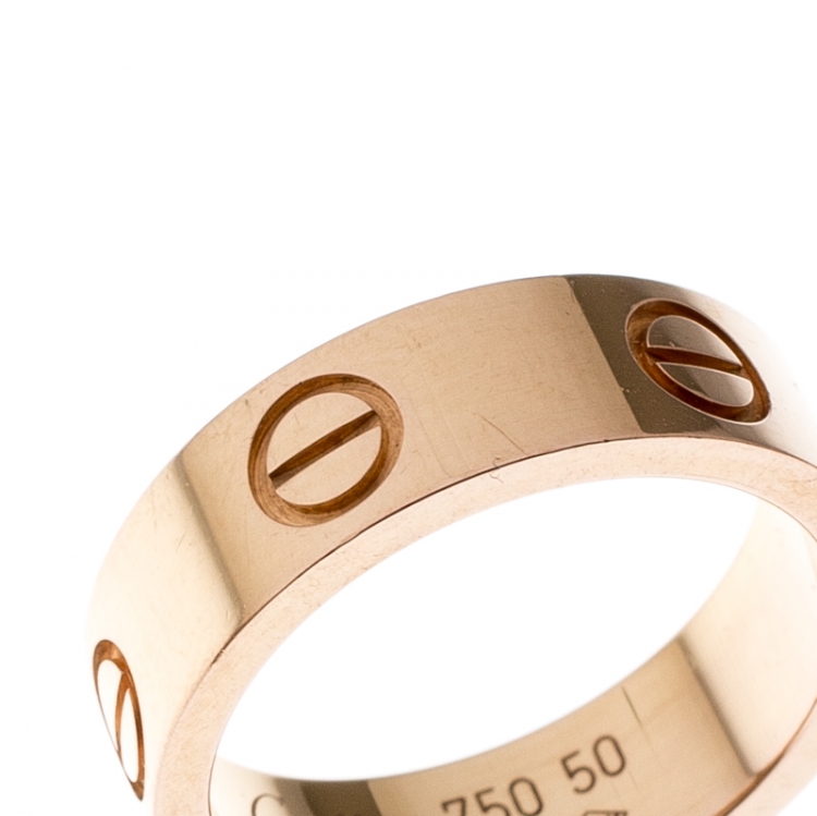 Pre Owned Cartier Love 18k Rose Gold Band Ring Size 50