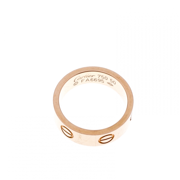 Pre Owned Cartier Love 18k Rose Gold Band Ring Size 50