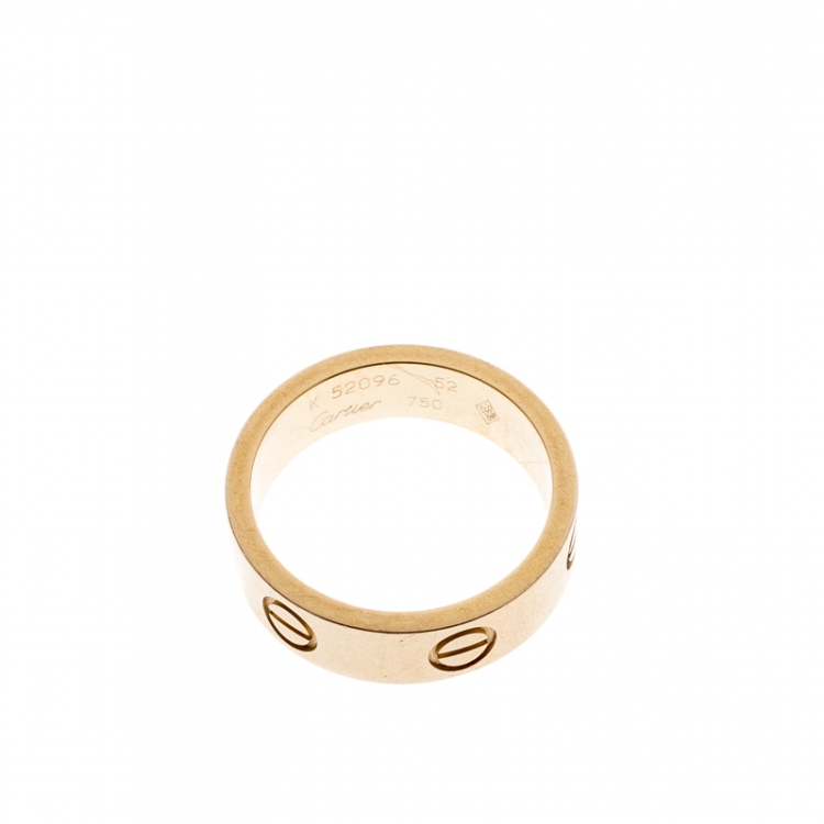 Pre Owned Cartier Love 18k Yellow Gold Band Ring Size 52
