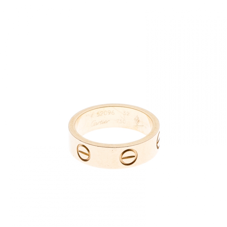 Pre Owned Cartier Love 18k Yellow Gold Band Ring Size 52
