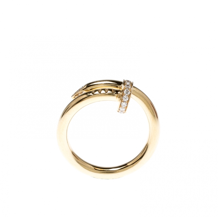 Pre Owned Cartier Juste Un Clou Diamond & 18k Yellow Gold Ring 54