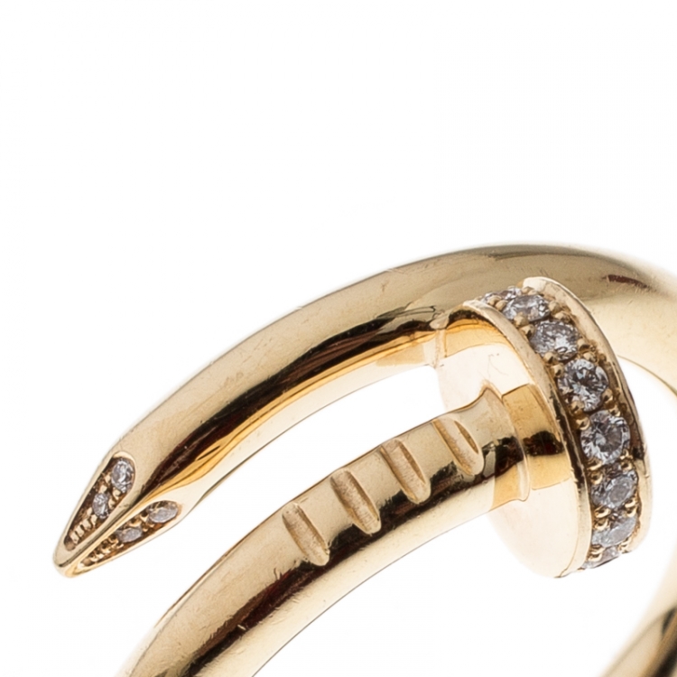 Pre Owned Cartier Juste Un Clou Diamond & 18k Yellow Gold Ring 54