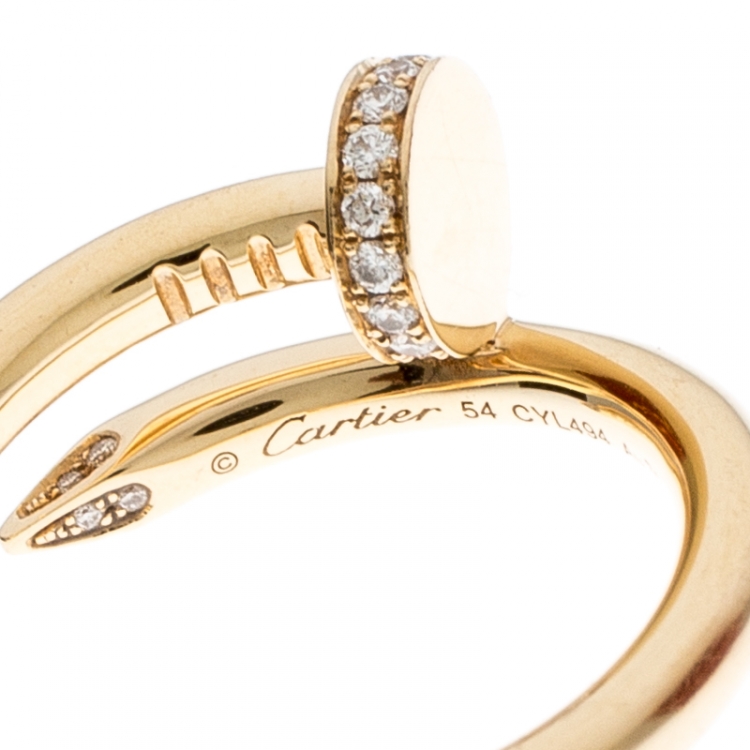 Pre Owned Cartier Juste Un Clou Diamond & 18k Yellow Gold Ring 54