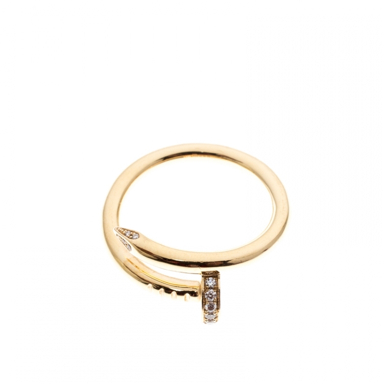 Pre Owned Cartier Juste Un Clou Diamond & 18k Yellow Gold Ring 54