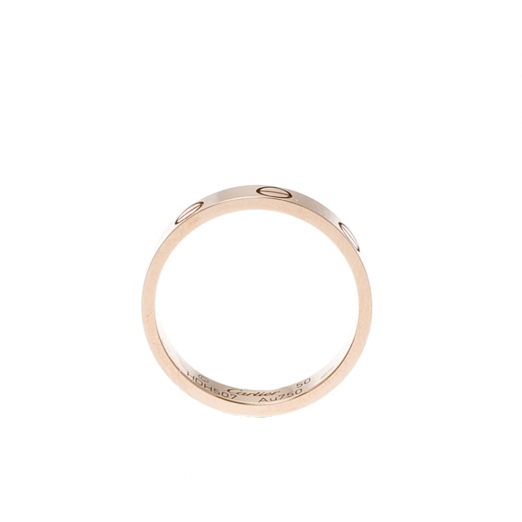 Pre Owned Cartier Love 18k Rose Gold Mini Band Ring Size 50