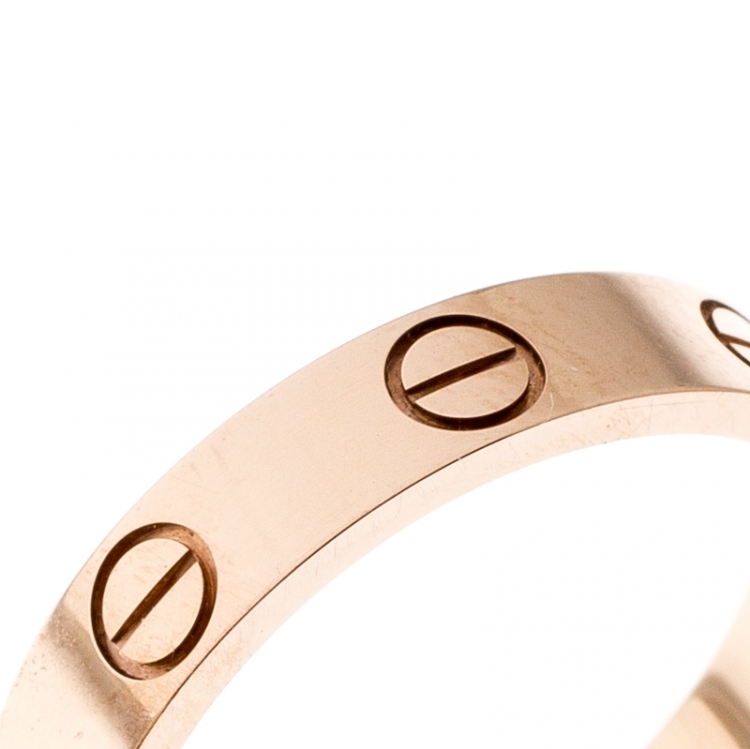 Pre Owned Cartier Love 18k Rose Gold Mini Band Ring Size 50