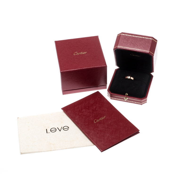 Pre Owned Cartier Love 18k Rose Gold Mini Band Ring Size 50