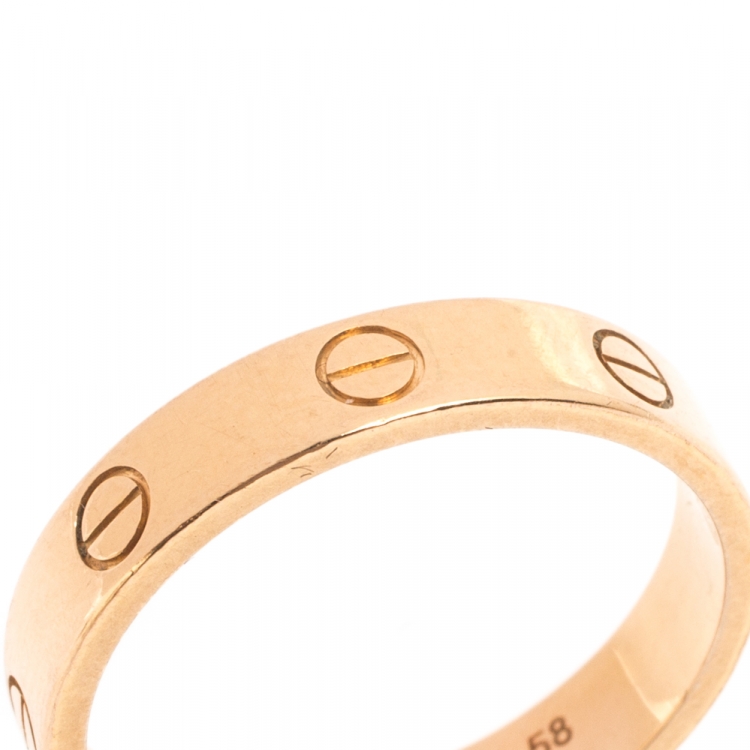 Pre Owned Cartier Love 18k Rose Gold Mini Band Ring Size 58