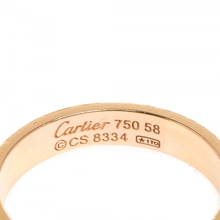Pre Owned Cartier Love 18k Rose Gold Mini Band Ring Size 58