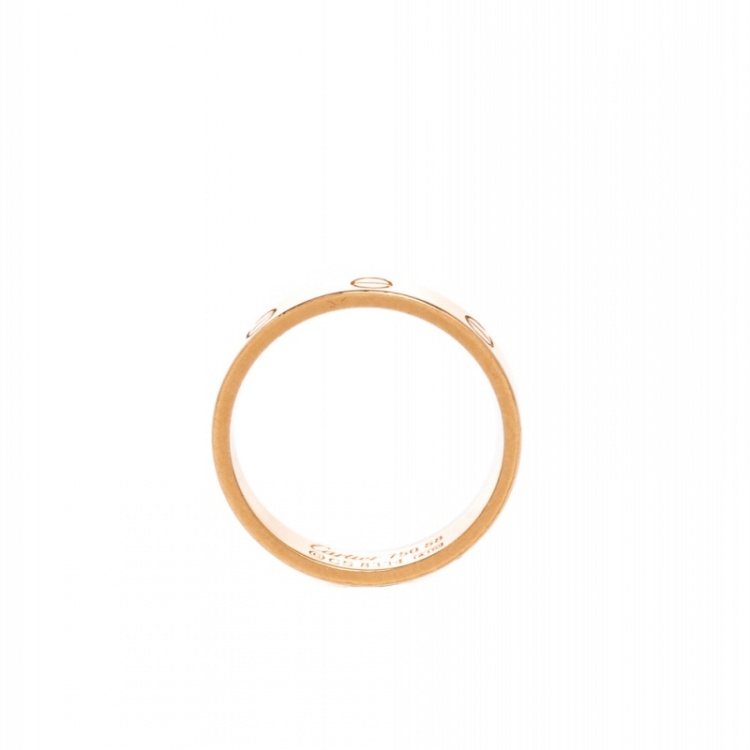 Pre Owned Cartier Love 18k Rose Gold Mini Band Ring Size 58