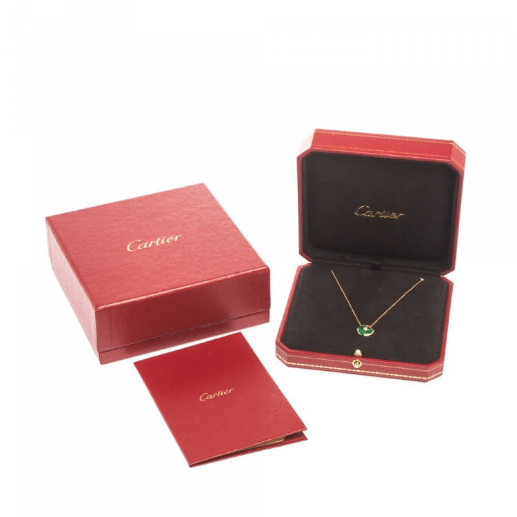 Pre Owned Cartier Amulette De Cartier Malachite 18k Rose Gold XS Pendant Necklace