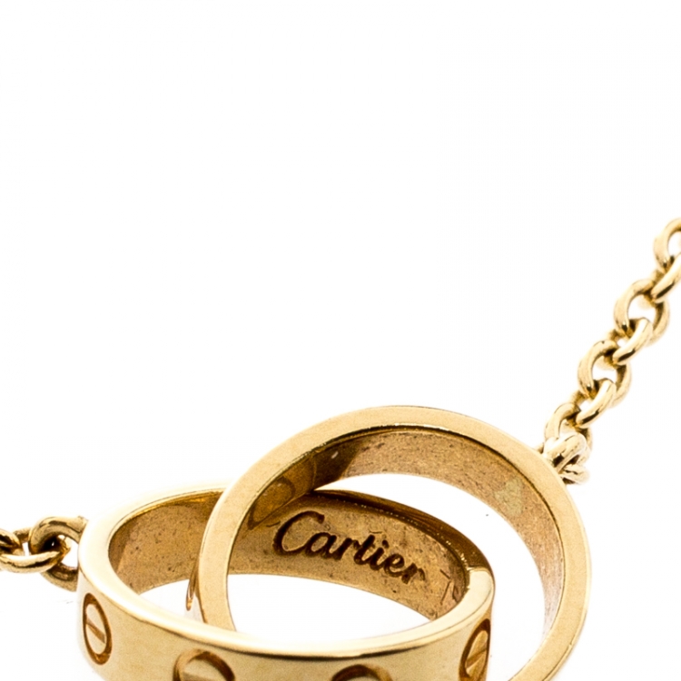 Pre Owned Cartier Love 2 Hoops 18k Yellow Gold Necklace
