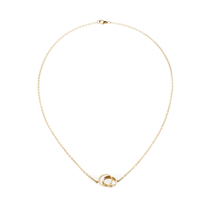 Pre Owned Cartier Love 2 Hoops 18k Yellow Gold Necklace