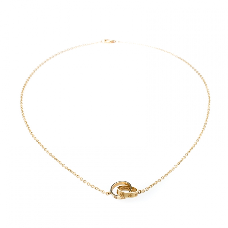 Pre Owned Cartier Love 2 Hoops 18k Yellow Gold Necklace