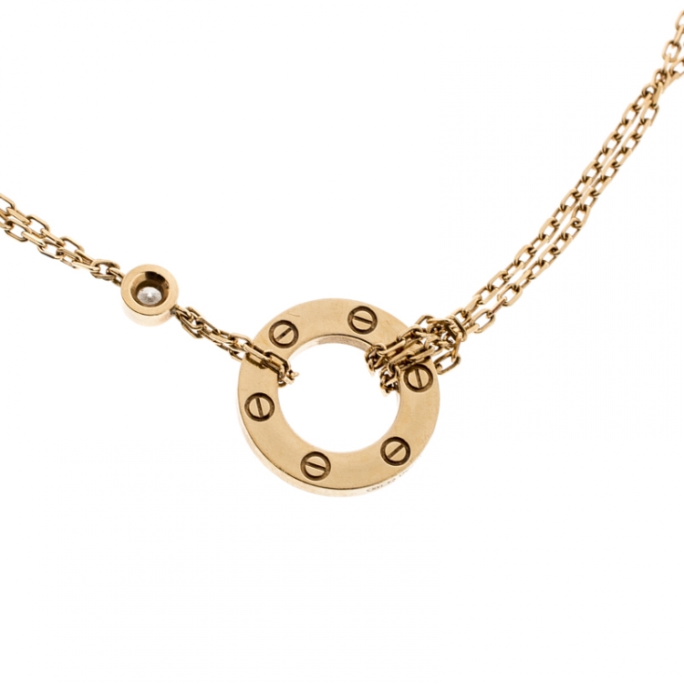 Pre Owned Cartier Love Diamond 18k Yellow Gold Chain Bracelet