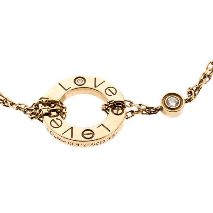 Pre Owned Cartier Love Diamond 18k Yellow Gold Chain Bracelet