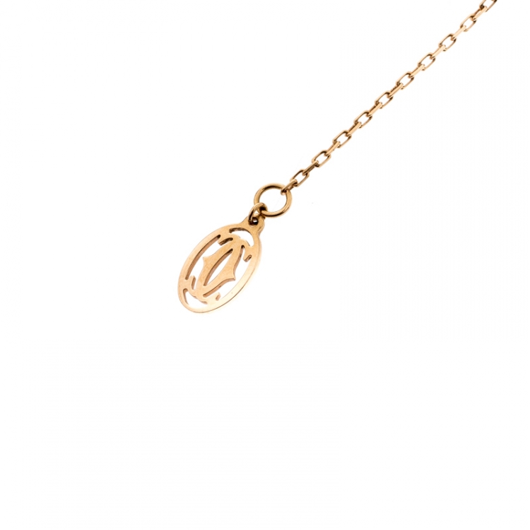 Pre Owned Cartier Diamants Legers De Cartier Pink Sapphire Diamond 18k Rose Gold Station Necklace
