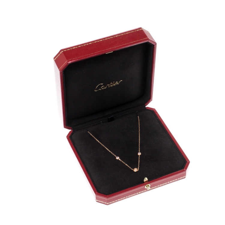Pre Owned Cartier Diamants Legers De Cartier Pink Sapphire Diamond 18k Rose Gold Station Necklace