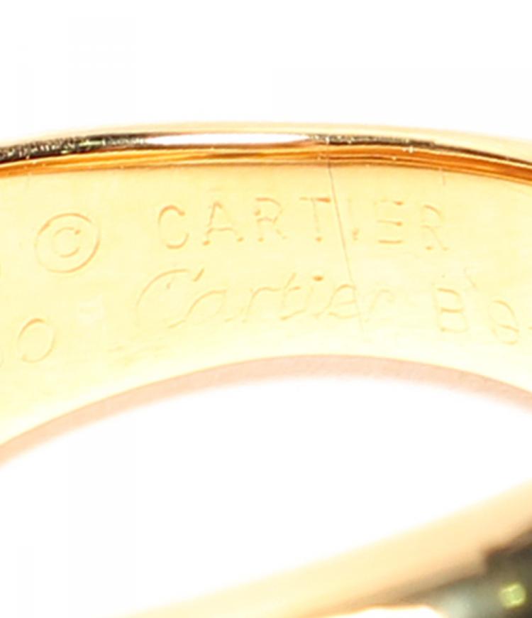 Pre Owned Cartier Blue Sapphire 18K Yellow Gold Ring Size 49