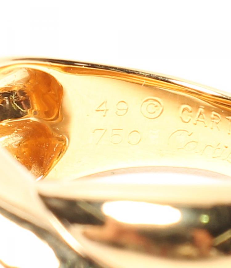 Pre Owned Cartier Blue Sapphire 18K Yellow Gold Ring Size 49