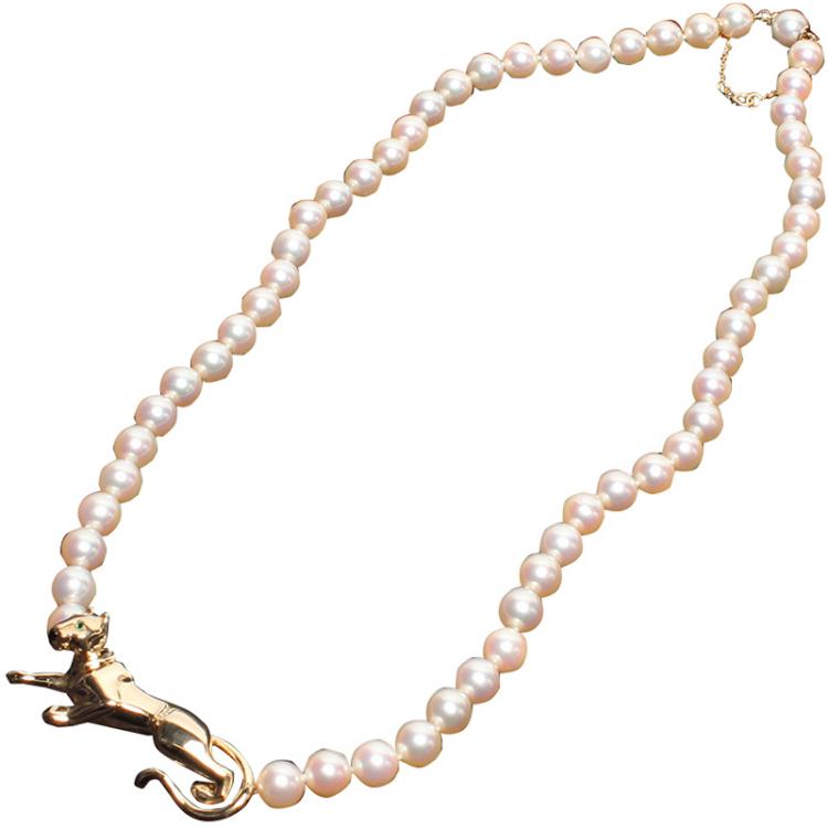 cartier panthere pearl necklace
