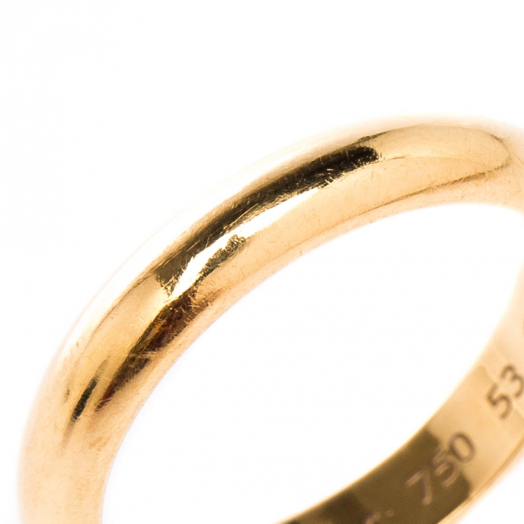 Pre Owned Cartier 1895 Wedding 18k Yellow Gold Band Ring Size 53