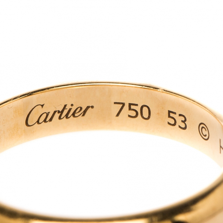 Pre Owned Cartier 1895 Wedding 18k Yellow Gold Band Ring Size 53